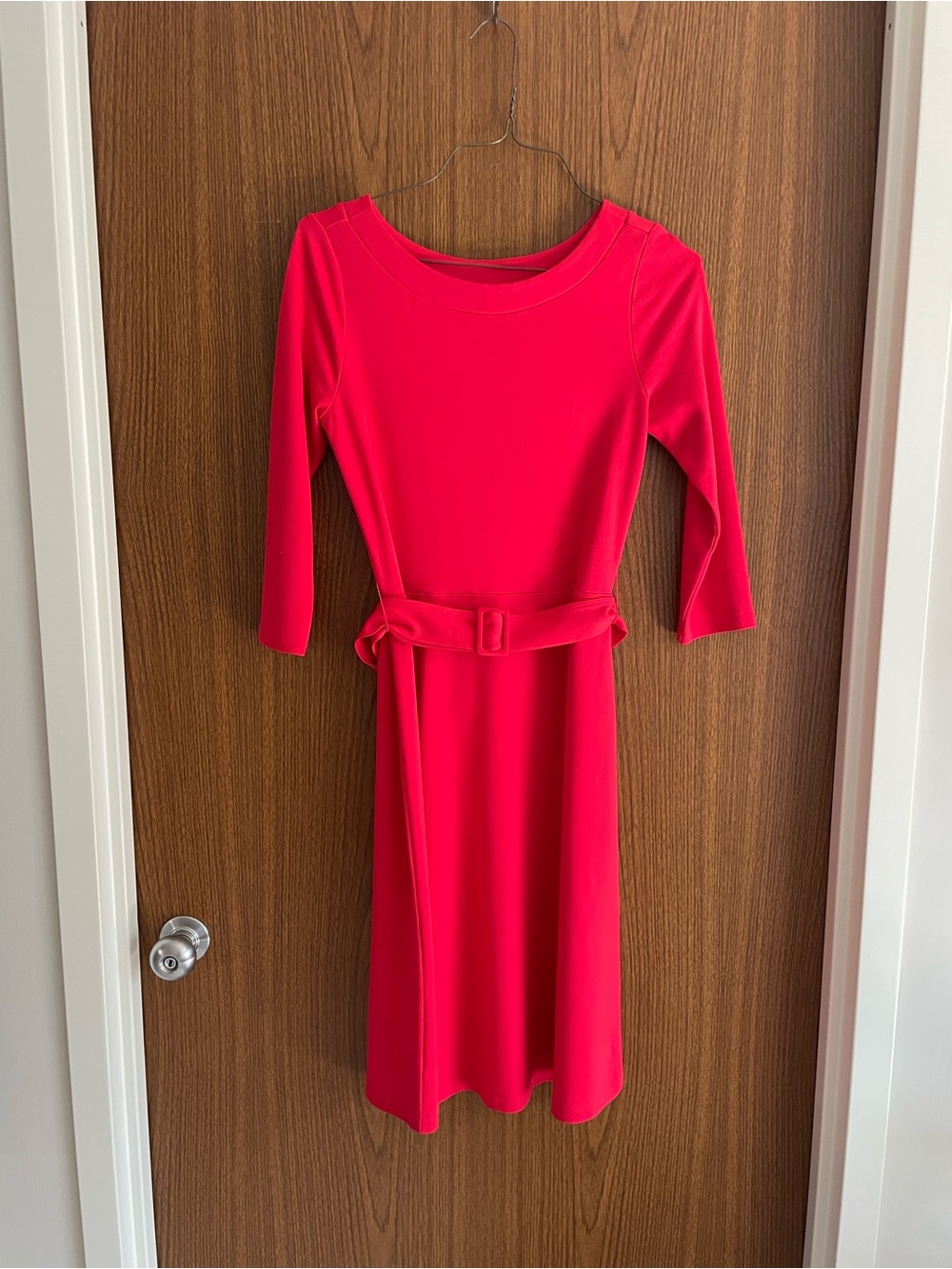 Ann Taylor Factory Bright Red Belted Midi Dress